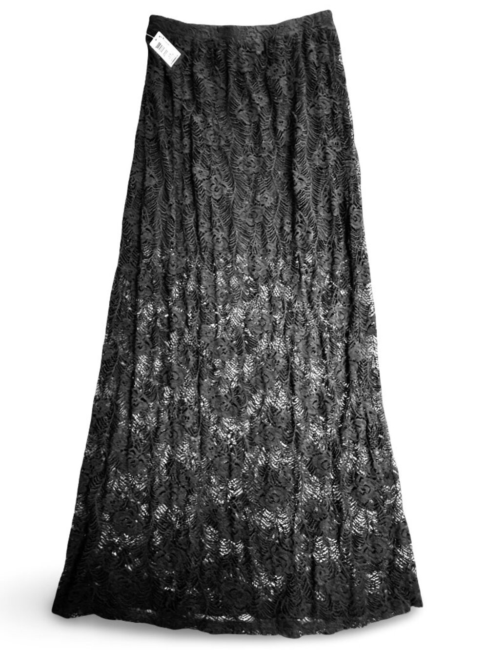 No Boundaries Black Floral Crochet Maxi Skirt Size L Boho Fairy Goth Lined Knit